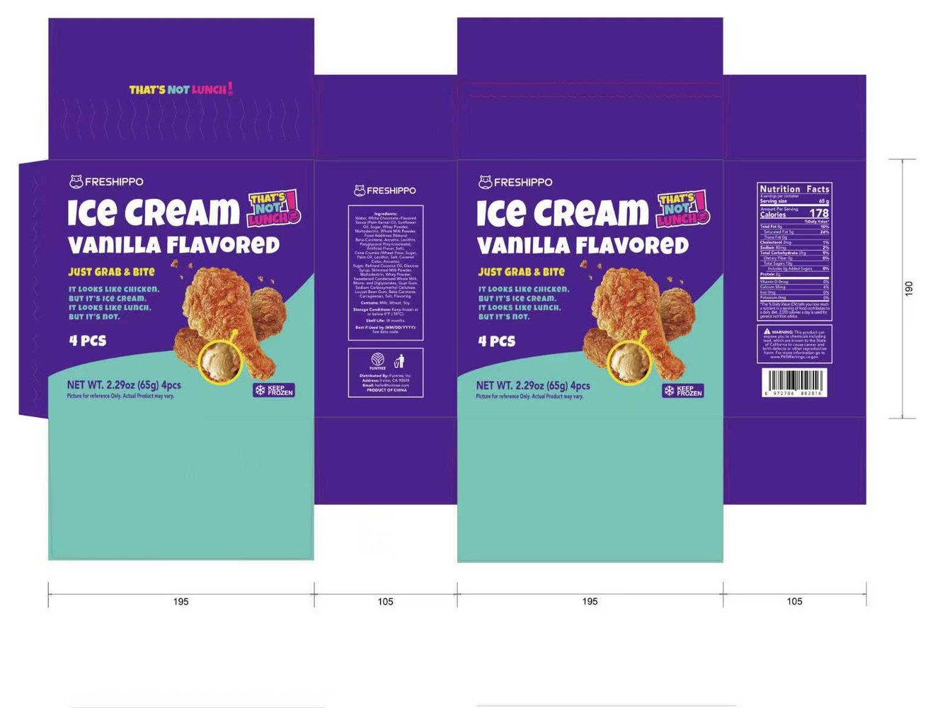 Vanilla Flavored Ice Cream packaging example